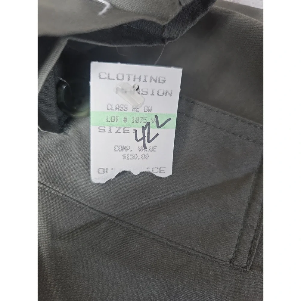 John Weitz Vtg Mens Double Breasted Trench Coat 42L Olive Grey Duster